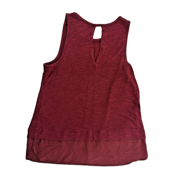J Crew Tank Top Womens Small Red Sleeveless Keyhole Hem Layered Blouse Shirt - Picture 5 of 5